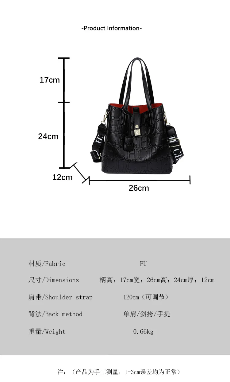 New Trendy Letter‑Printed Women Bucket Handbag, Large‑Space Multifunctional Tote Bag for Shoulder & Crossbody Wear