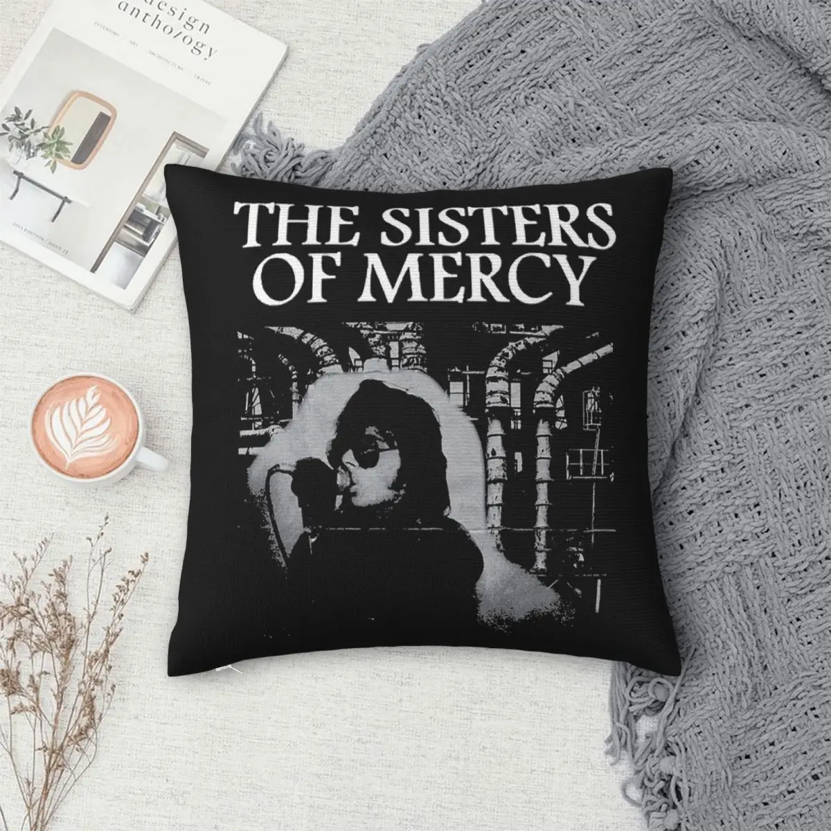 The Sisters Of Mercy Band Square Pillowcase Cushion Cover Pillow Case Throw Pillow Cover for Home Sofa Living Room
