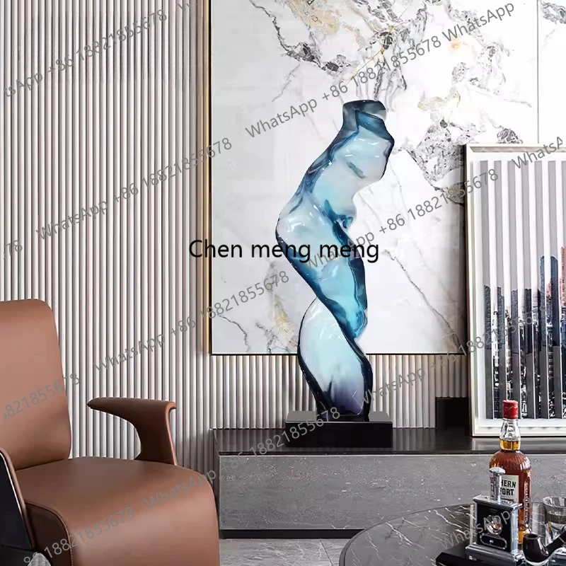 Hotel lobby modern abstract transparent sculpture decoration light luxury floor-to-ceiling entrance ornaments