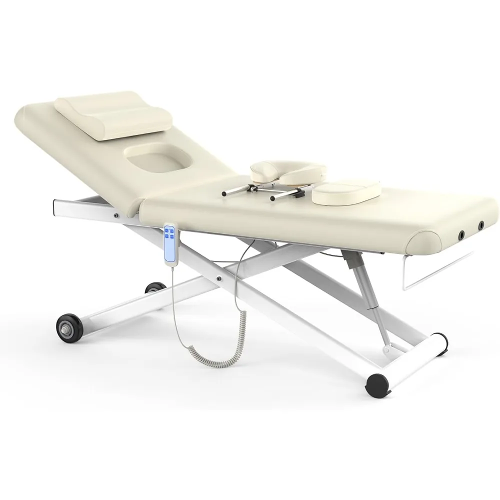 

Electric Massage Table, Heavy Duty Electric Lift and Electric Backrest 2 Motor Adjustable for Facial Bed/Beauty Bed/Massage Bed