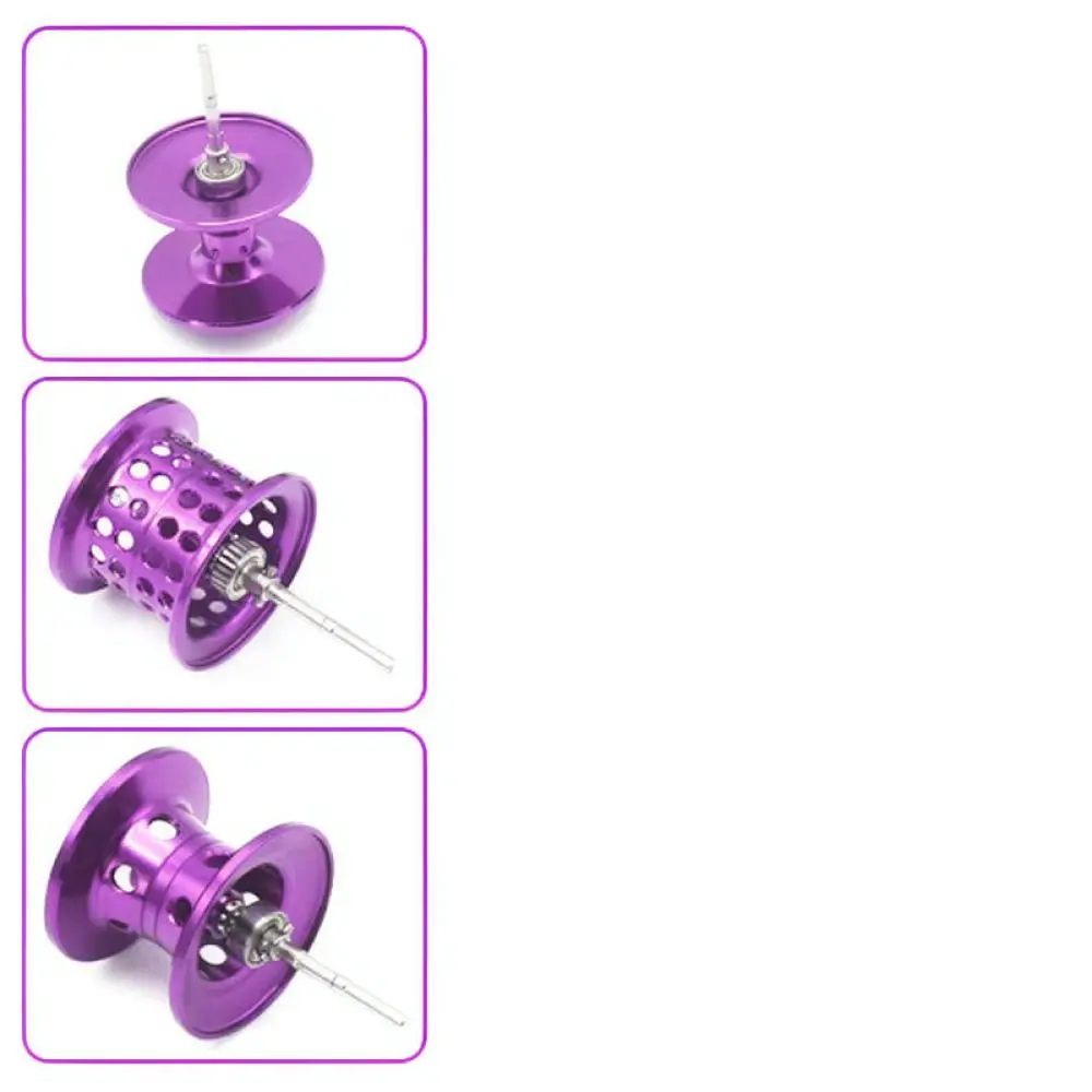 Baitcasting Fishing Reel Matte Black Purple Finish Metal Spool Smooth Retrieve Performance For Lure Raft Casting
