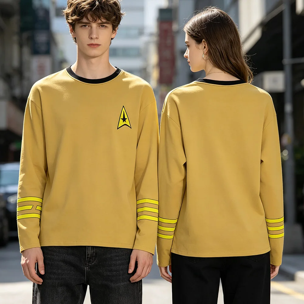 StarTrek Unisex Langarm-T-Shirt mit Retro-Weltraum-Motiv, Rundhals-Oberteil, Lässige Streetwear, Locker Geschnittenes Top für Männer und Frauen – Detail 2
