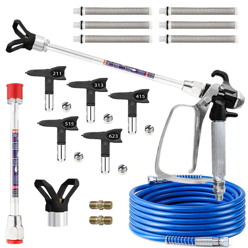 

Airless Paint Spray Gun with Extension Pole, Hose, Filters & 5 Nozzles, High Pressure Airless Sprayer Kit for Home Painting