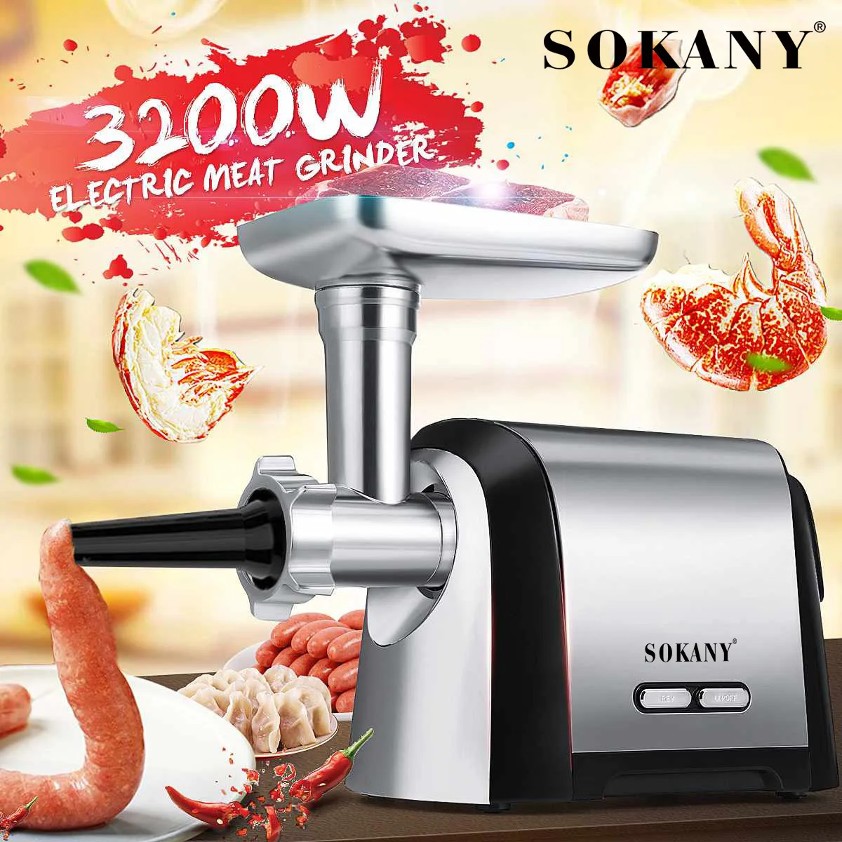 Electric meat grinder - Home-use multi-functional fully automatic stainless steel sausage-making machine