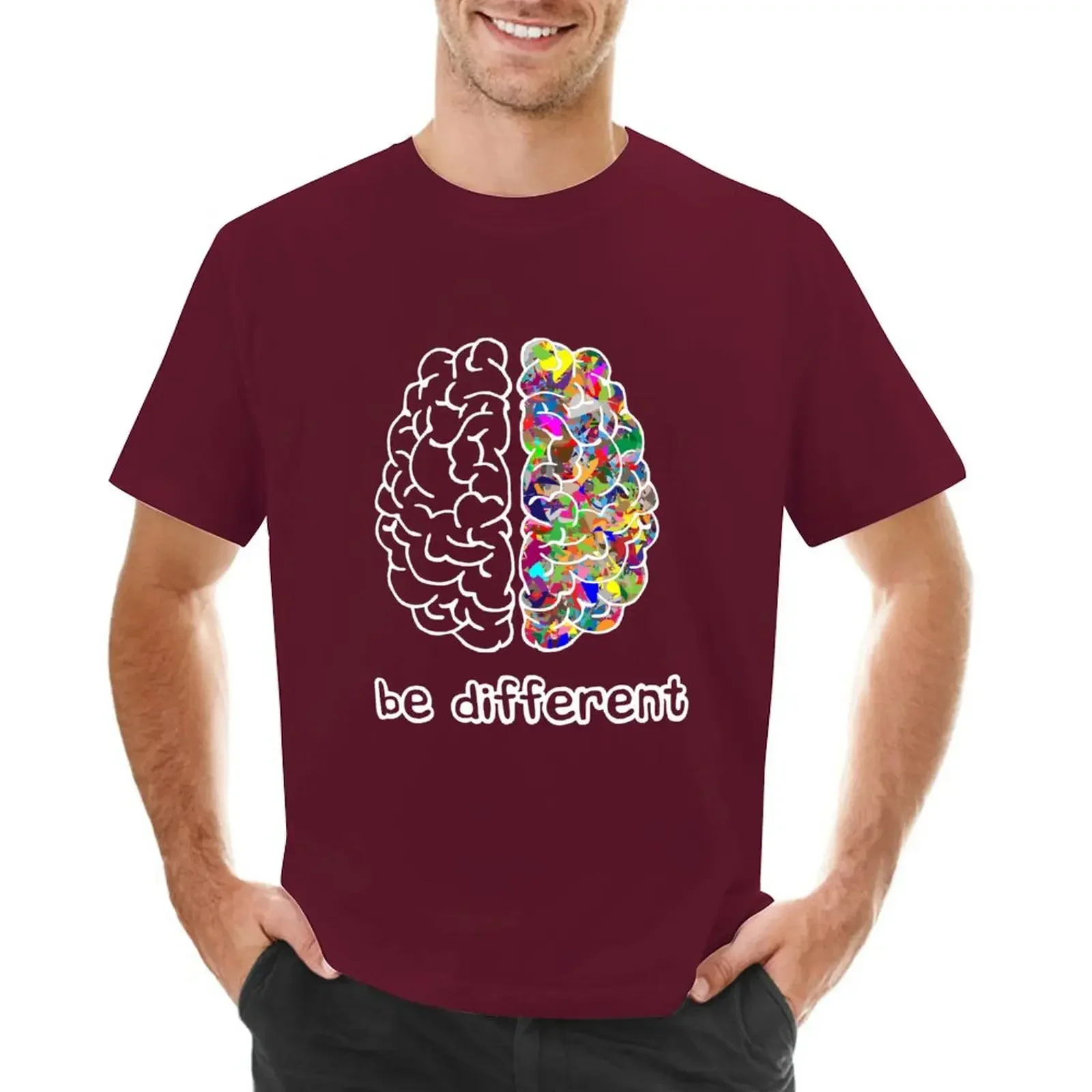 Autism Awareness Day Autist Asperger Brain Be Different T-Shirt customizeds boys animal print heavy weight t shirts for men 2024