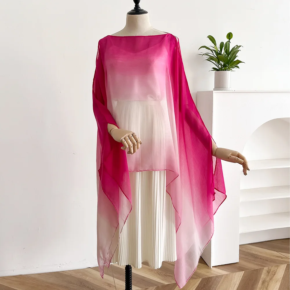 

Travel Vacation Photo Summer New Chinese Sunscreen Shawl Women Thin Temperament Cape Fashion Gradual Change Women