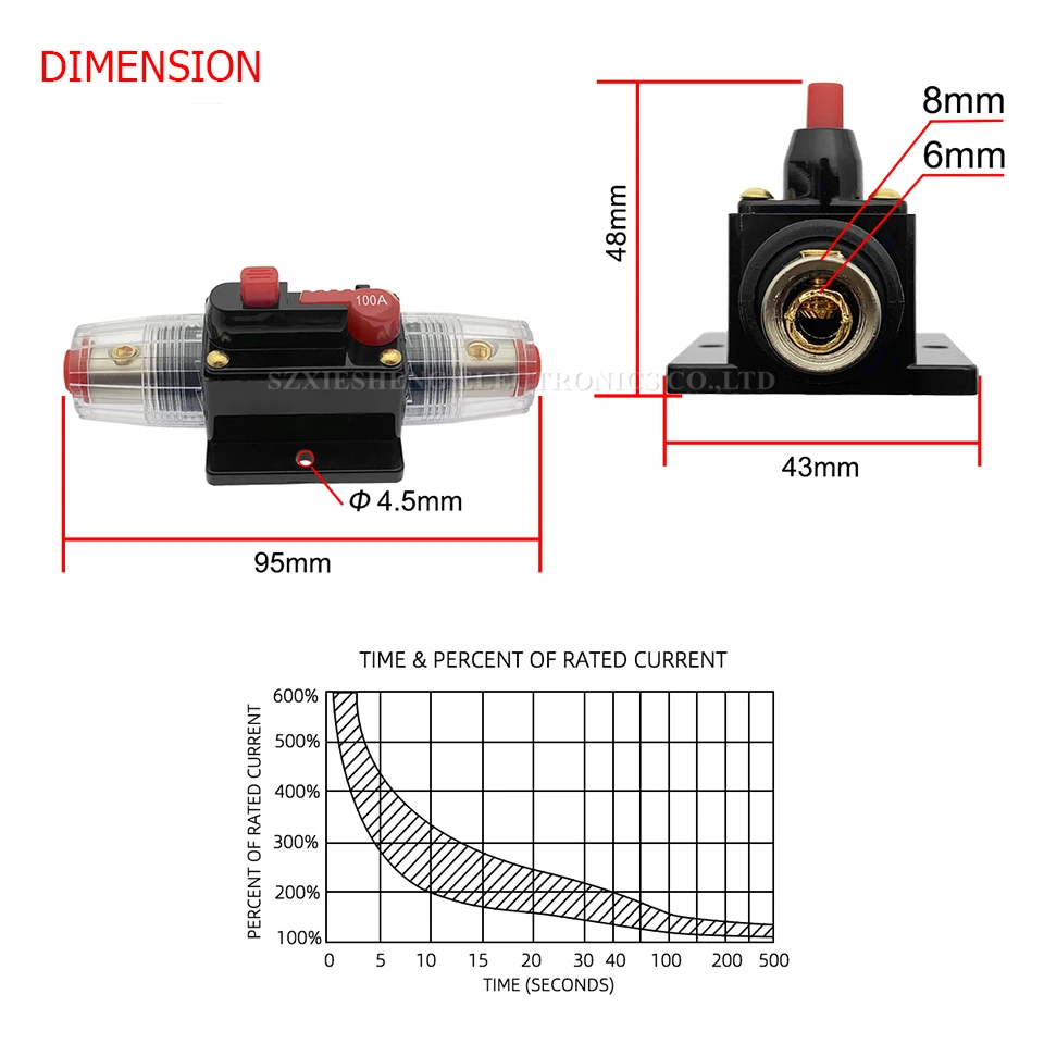 20A 30A 40A 50A 60A 70A 80A 100A 120A 125A 150A 200A 250A 300A Circuit Breaker Fuse Reset 12-48V DC For Car Boat Auto Waterproof