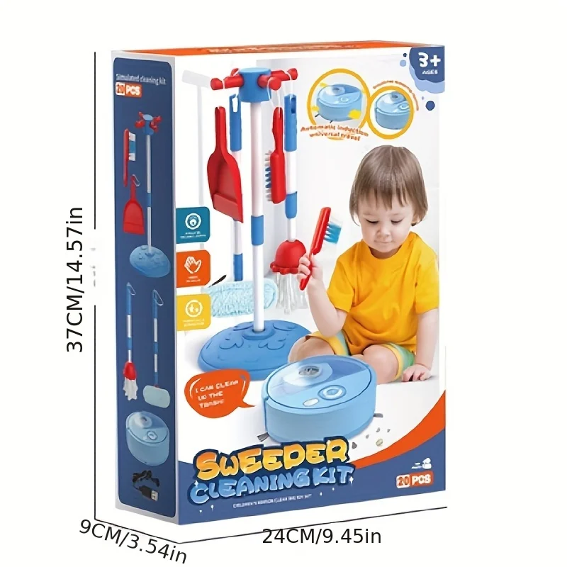 Ensemble de nettoyage pour enfants en bas âge, ensemble éducatif de jeu de simulation avec aspirateur pour enfants en bas âge, Robot de balayage de sol, balai, vadrouille, brosse, poêle à poussière