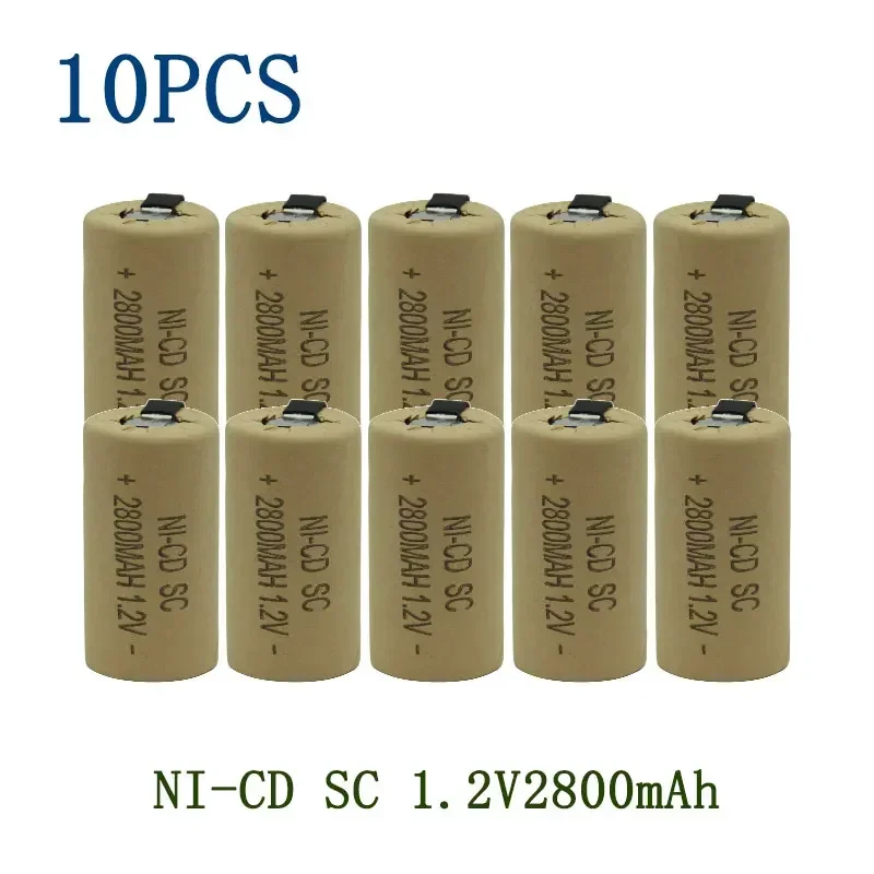 SC Batterijen 2-20 stuks Schroevendraaier Elektrische Boor 1.2V 2200mA h/2800mAh SubC Ni-Cd Oplaadbare Batterij - afbeelding 1