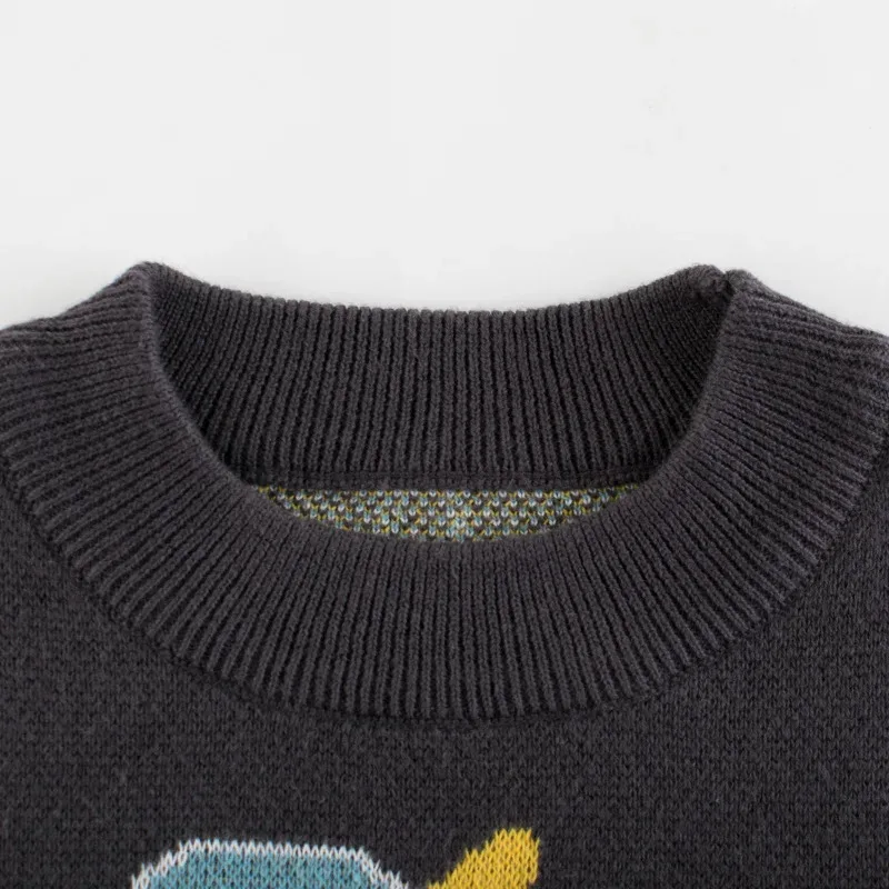 

Зима-Осень серый динозавр для детей вязаный пуловер с героями мультфильмов для мальчиков и девочек хлопковый теплый трикотаж свитер для детей 2-9 лет