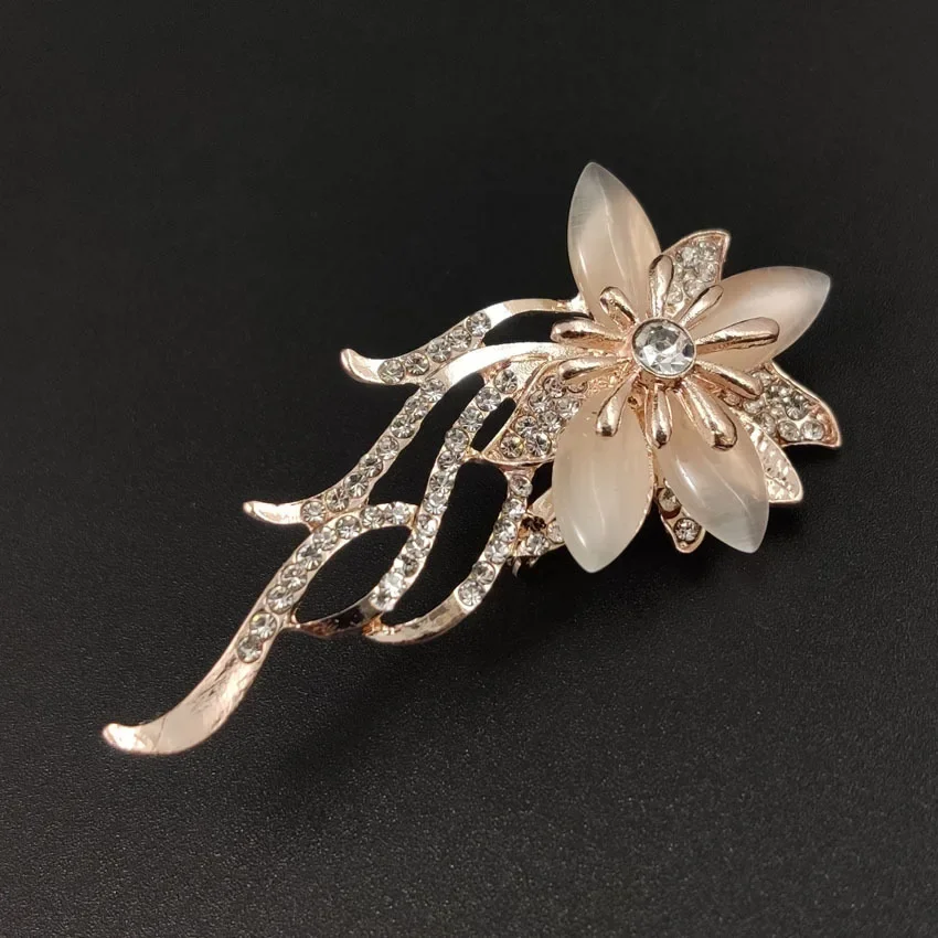 Brooches Opal Stone Rhinestone Brooch Gold Color Flower Bouquet Brooch Pin Bridal Wedding Jewelry Gift Brooches For Women