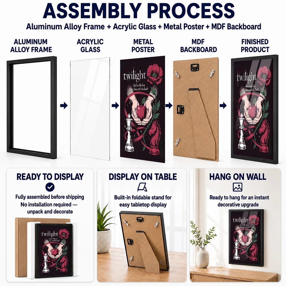 Twilight Saga Fan Metal Poster With Aluminum Alloy Frame Personalized Photo Epic Style Wall Art For Study Memorable Gamer Gift