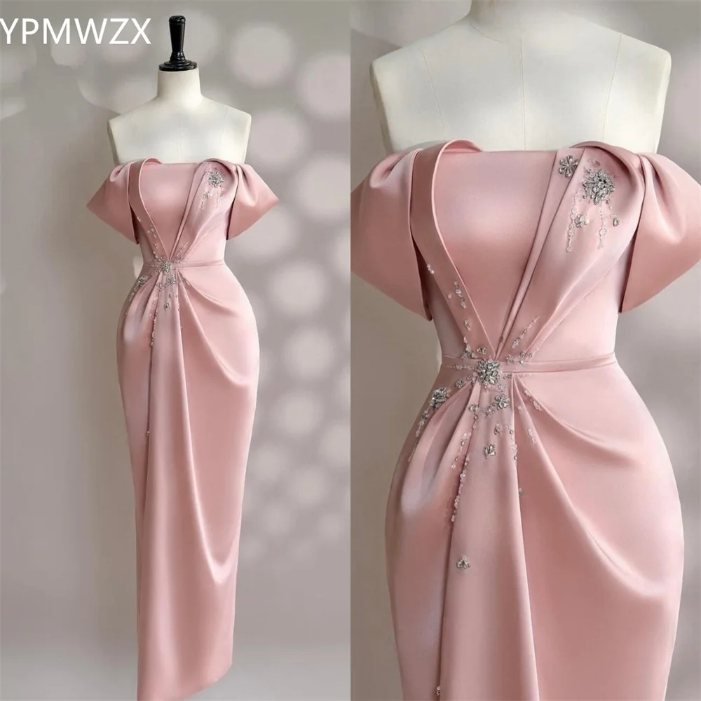 

Customized YPMWZX Off-the-shoulder Sheath Floor length Skirts Knot Bead Bespoke Occasion Dresses