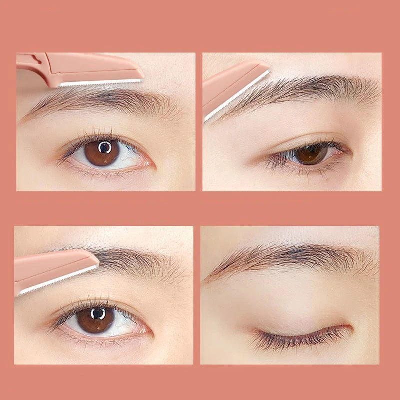 Recortador de cejas plegable portátil, depiladoras faciales seguras, hoja de afeitar antiarañazos, juego de depiladora, herramienta de maquillaje de belleza para mujer