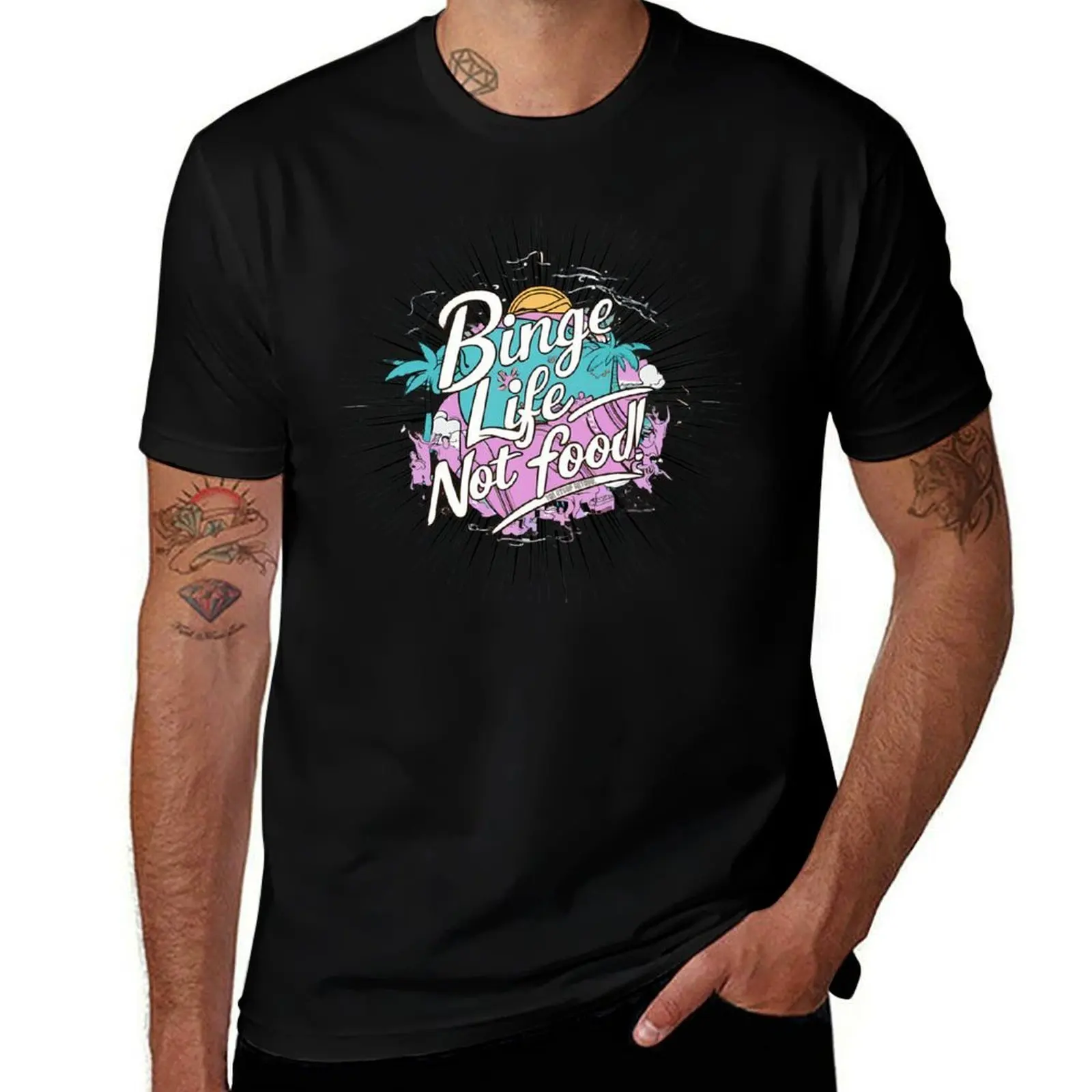 Binge Life, not Food! T-Shirt Urban Style Casual Short Sleeve Top