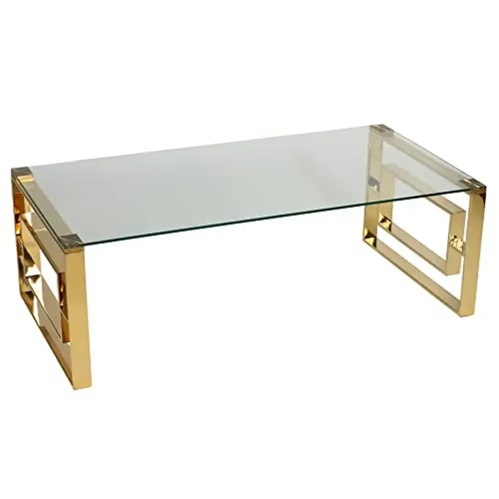 Modern Gold Stainless Steel Clear Glass Coffee Table 48