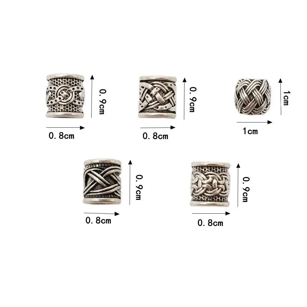 5pcs/Pack Viking beads Ancient Charm Viking Runes Braid beads for Mustache Dreadlock Hair Viking Jewelry DIY Accessories