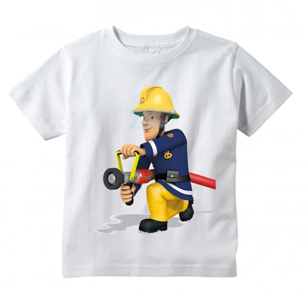 Kids Sam Fireman Firefighter 100Cotton Design T Shirt Boys Girls Aldults Funny Kawaii Short Sleeve Tops Children T-Shirts