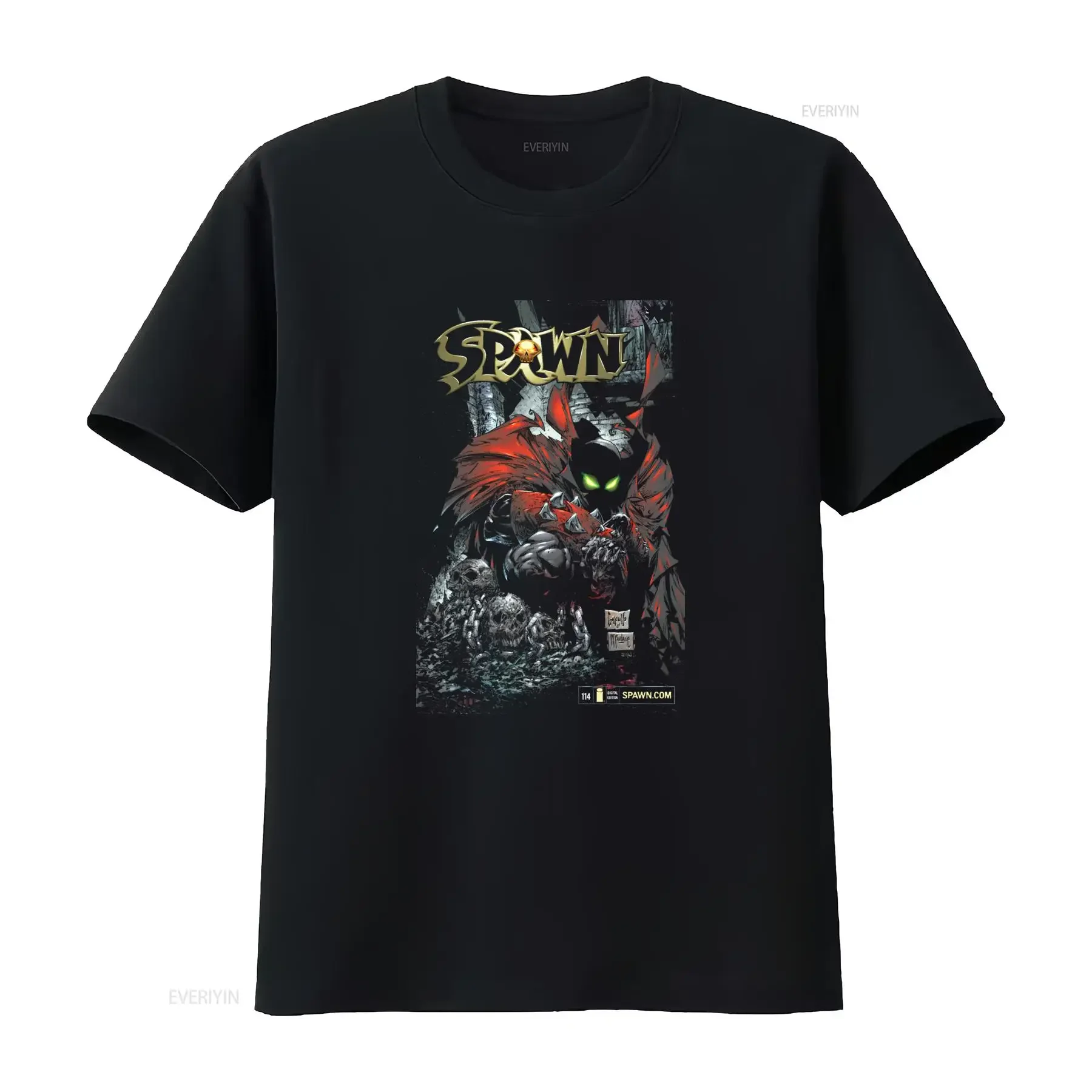 Spawn T shirt Bella Canvas Dark Fantasy Comic Design with Green Eyes and Red Cape vintage Washed Versatile Breathable Unisex