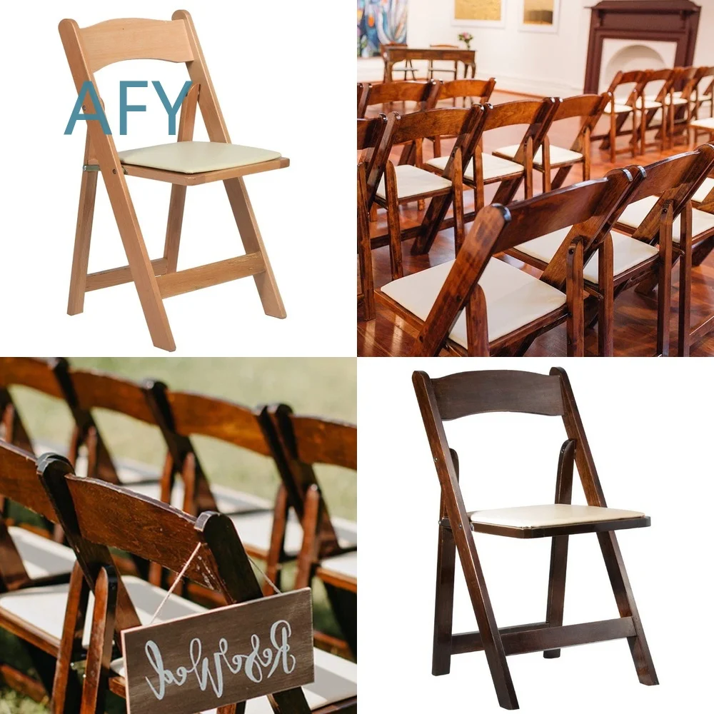 Modern Folding Outdoor Dining Chair for Wedding Events Beach Garden Patio Home Furniture Wooden Stackable Seat for Indoor
