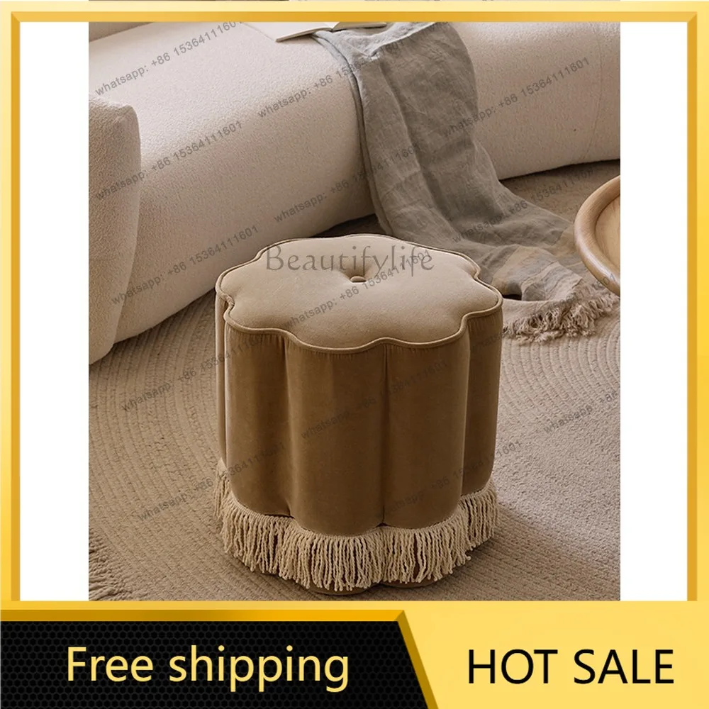 FG2026 new Qingmo dressing stool French antique solid wood soft bag fabric makeup chair