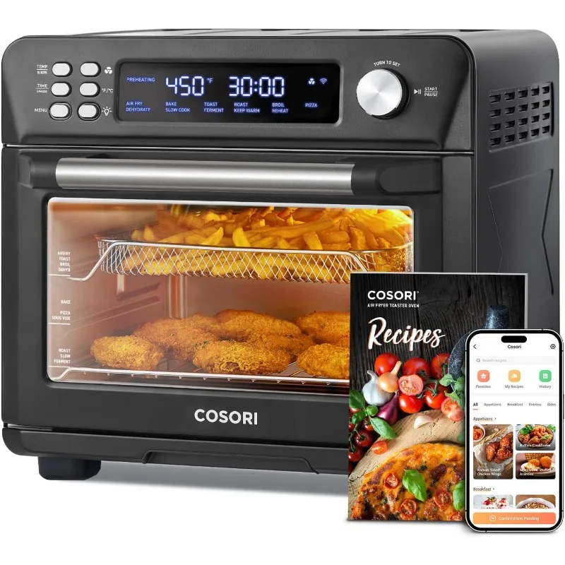 

Smart 11-in-1 Air Fryer Toaster Oven Combo, Airfryer Convection Oven Countertop, Dehydrate, 26QT, Black, Stainless Steel