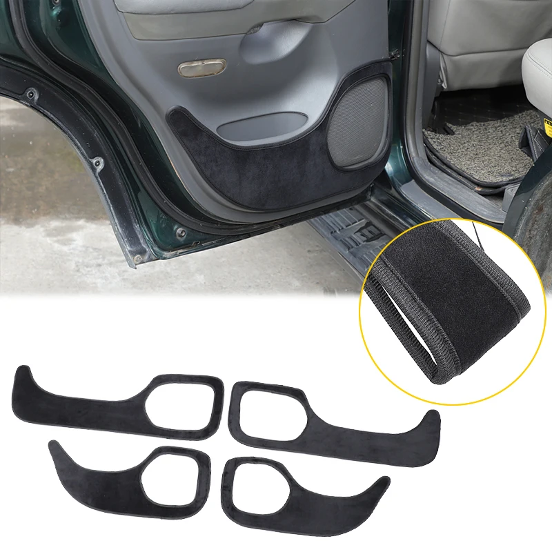 Dla Toyota Land Cruiser Prado FJ120 2003-2009 Aksamitna Czarna Naklejka Dekoracyjna na Drzwi Samochodowe, Mata Ochronna Przed Zabrudzeniami, Akcesoria do Wnętrza Samochodu