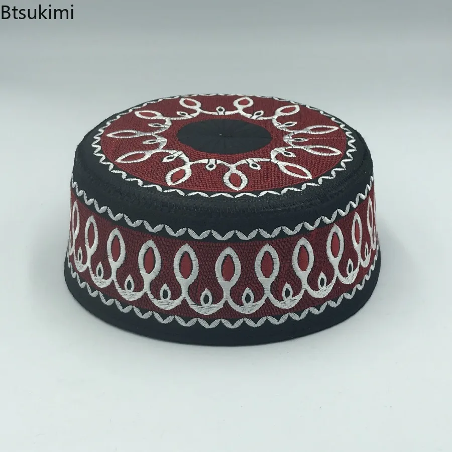 مسلم تطريز أنيق القبعات الرجال الصلاة العبادة القبعات عادية حفل زفاف المملكة العربية السعودية قبعة عمامة الاطفال الإسلامية قبعة مسطحة