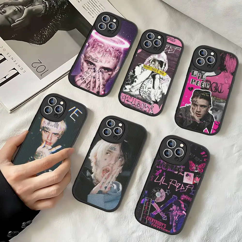 

Classic Emo Rapper L-Lil P-Peep Leather Phone Case For IPhone 16 15 14 13 12 11 Pro Max Plus Shockproof Cover