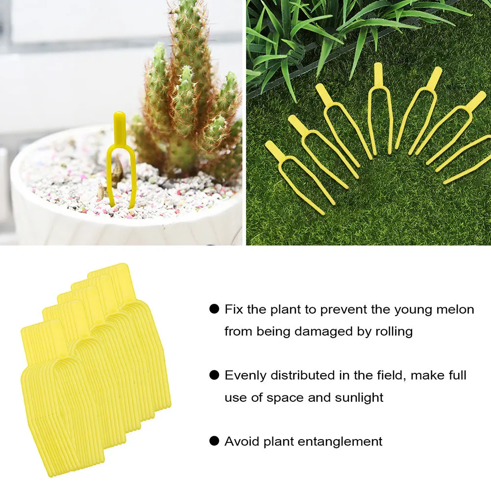 100Pcs Plant Vine Fixed Forks Heavy-Duty PP Press Tools for Watermelon Strawberry Stolon Support Garden Greenhouse Planting
