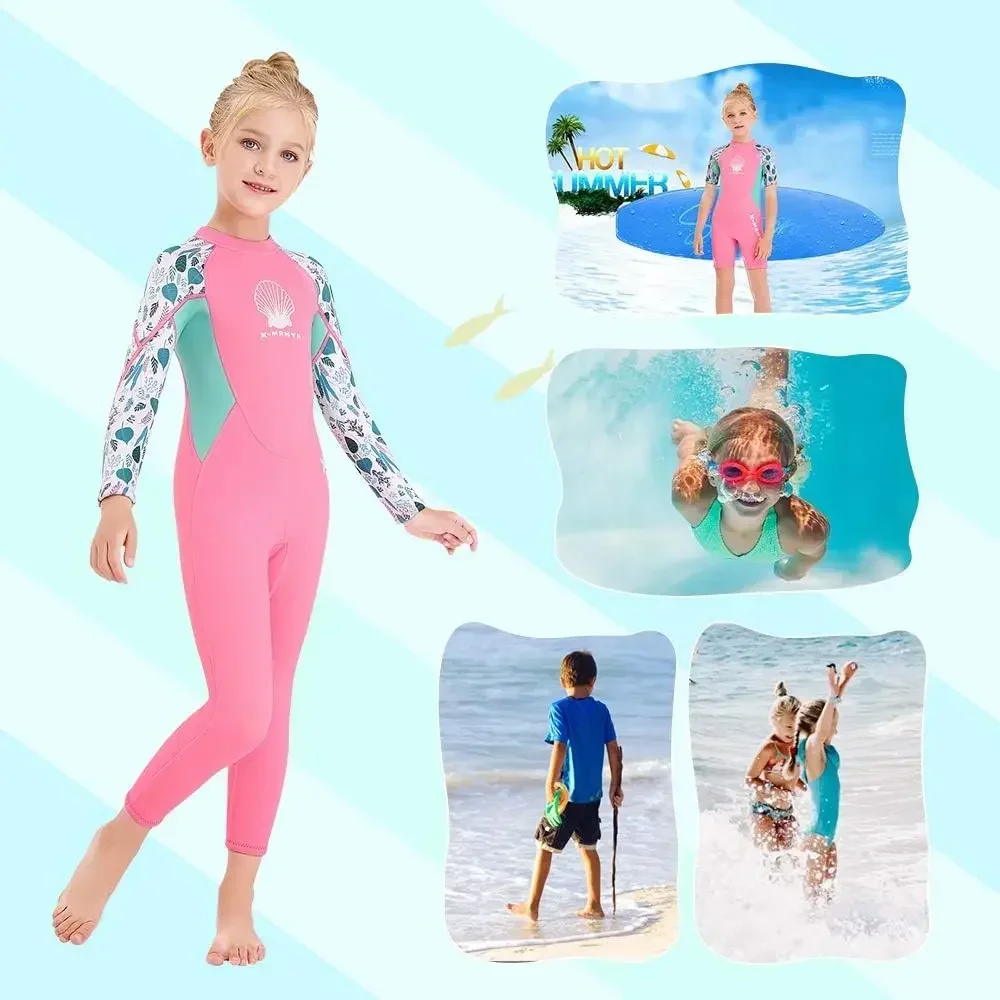 girls wetsuit diving suit 2.5MM neoprene swimsuit long sleeve surfing jellyfish clothing swimwear for cold water