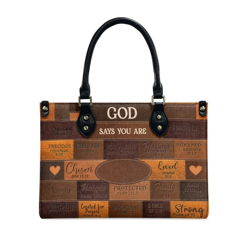 

God Says I Am Leather Handbgag Vintage Small Shoulder Bag Fashion Crossbody Body Bags PU Leather Top Handle Clutch Personalized