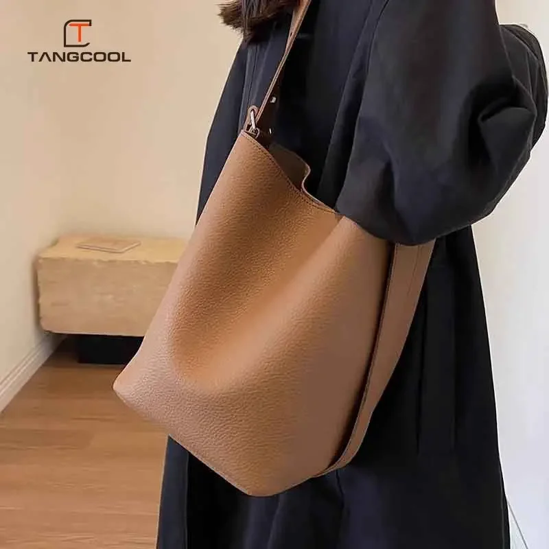 Tang Cool Large Capacity  Female New Fashion 100 Shoulder Crossbody Bag Popular Network Red Explosive Bucket Bag Tote  Purse