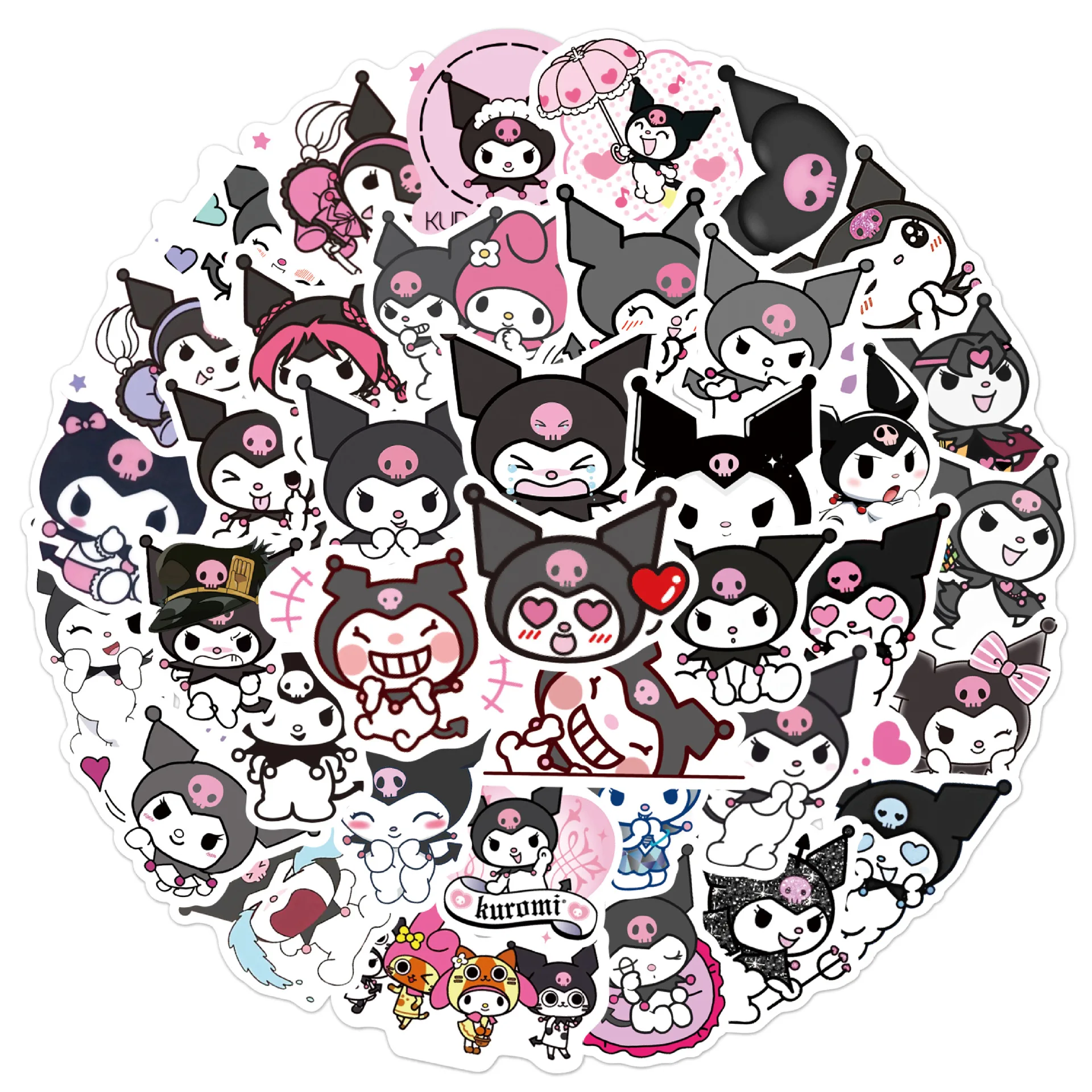 10/30/50Pcs Kawaii Sanrio Kuromi Stickers Girl Decals for Phone Diary Stationery Scrapbook Car Decoration Cartoon Sticker Toys