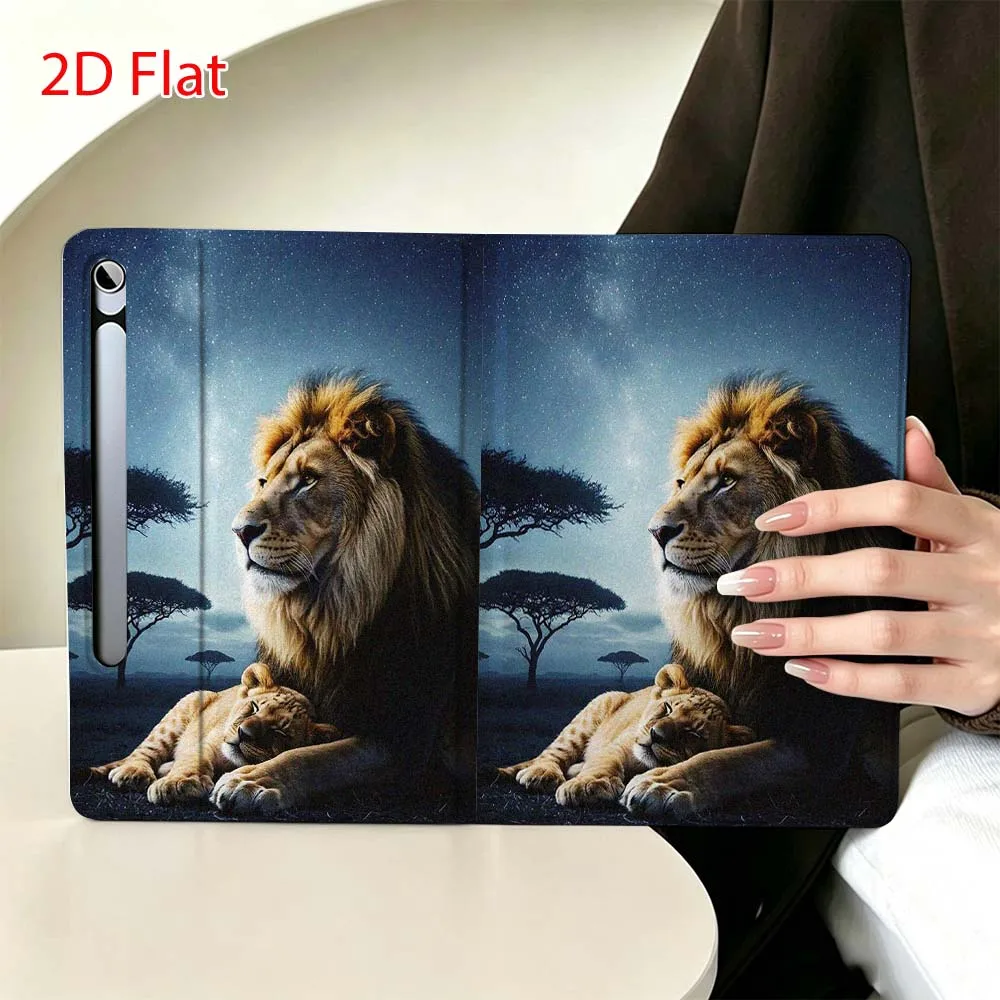 Lion Creative Patterns Soft For Samsung Galaxy Tab S11 S10 S9 S8 S7 S6 A9 A8 A11 Lite FE Plus Pen Tray Tablet Case