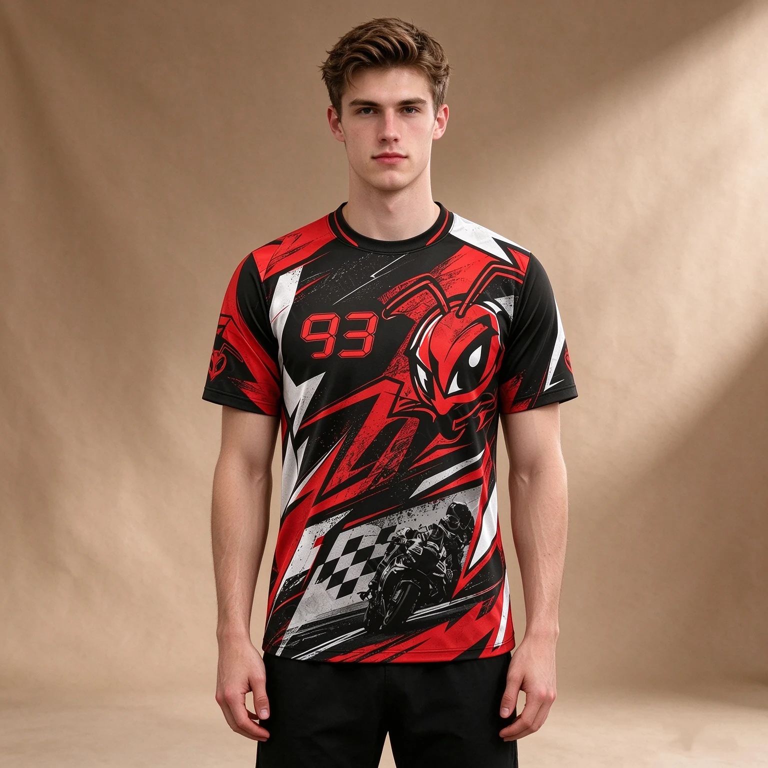 Unisex Moto GP Marc Marquez #93 Red Ant 3D Printed T-shirt Motorcycle Rider Quick Dry Short Sleeve Top New Outdoor Sports Jersey