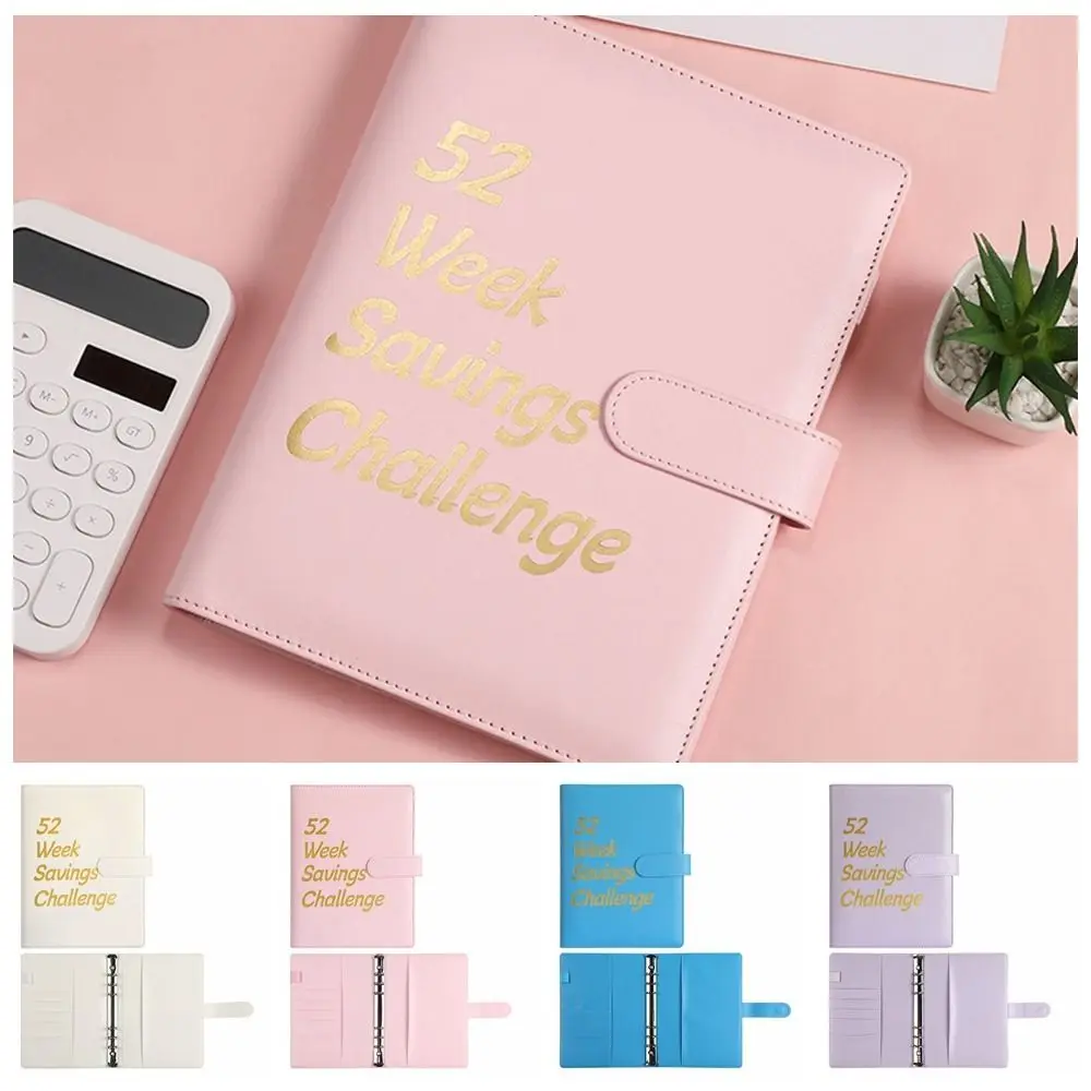 

Practical PU Money Saving Binder 52 Week Colorful Savings Challenges Book Waterproof Durable Mini Budget Binder Kids
