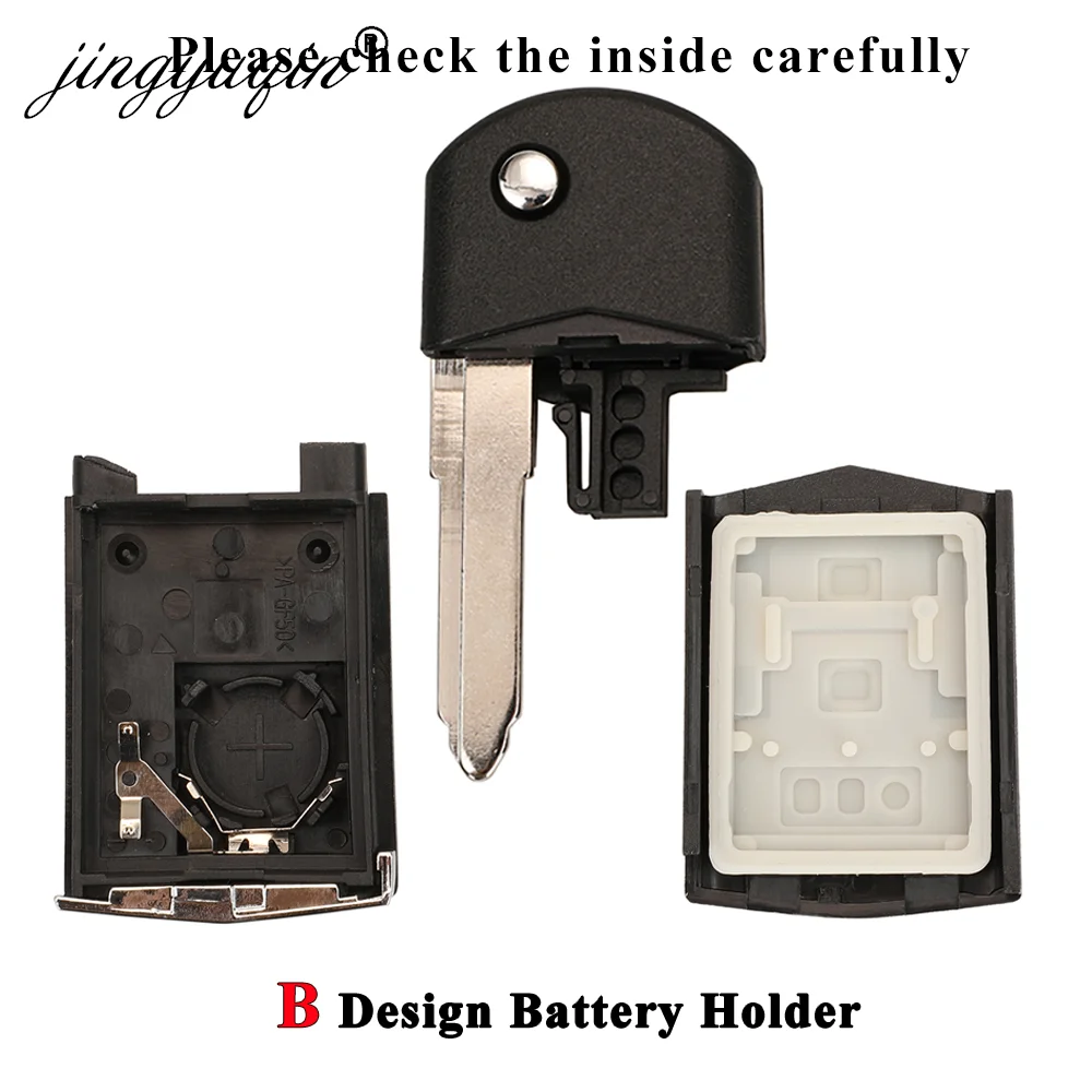 Jingyuqin-funda plegable para mando a distancia de Mazda 2, 3, 5, 6 CX-7 / CX-9/MX-5, con reemplazo de hoja sin cortar, 2/3 botones
