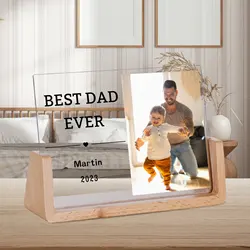 Custom Fathers Day Gift for Dad Personalized Best Dad Ever Picture Frame for Dadddy Husband Customized Acrylic Photo Keepsake