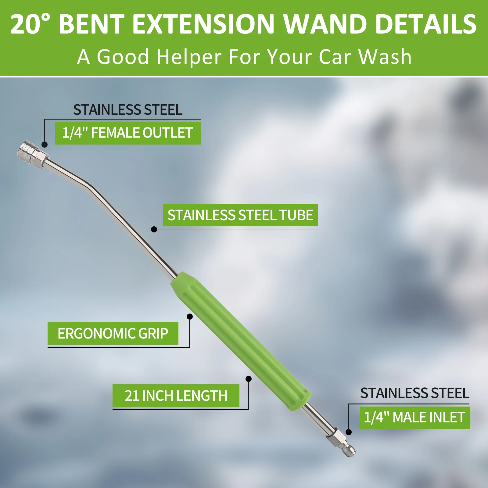 عصا تمديد لغسالة الضغط لغسيل السيارات، عصا تمديد الطاقة من الفولاذ المقاوم للصدأ، تمديد عصا غسالة الطاقة مع قابس سريع 1/4 بوصة