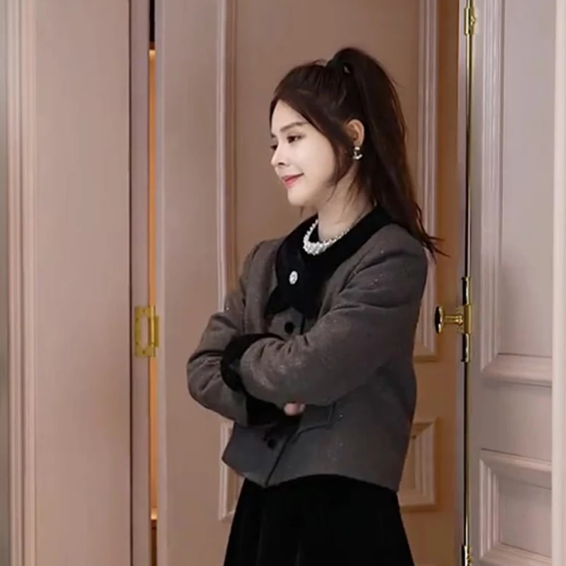 

Sweet Knot Design ort Jaet Korean Sle Women's Faion Autumn Winter New Arrival Loose Fit Regular Length