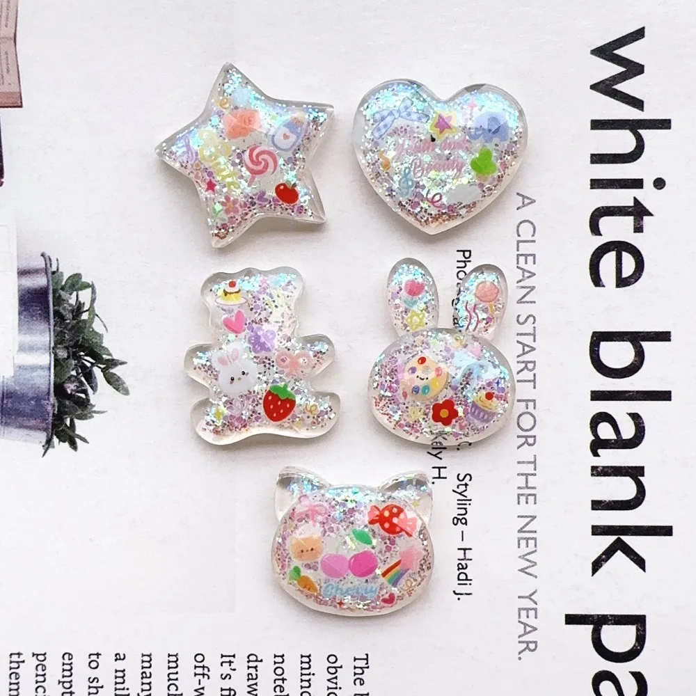 10pcs Mini Kawaii Cute Heart Star Flat Back Cabochons Scrapbook Diy  Party Hairpin Accessories Home Decoration Craft