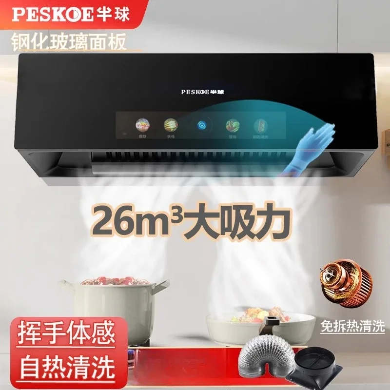 220V Peskoe Range Hood Powerful Suction Top Mounted Kitchen Extractor for Home Use