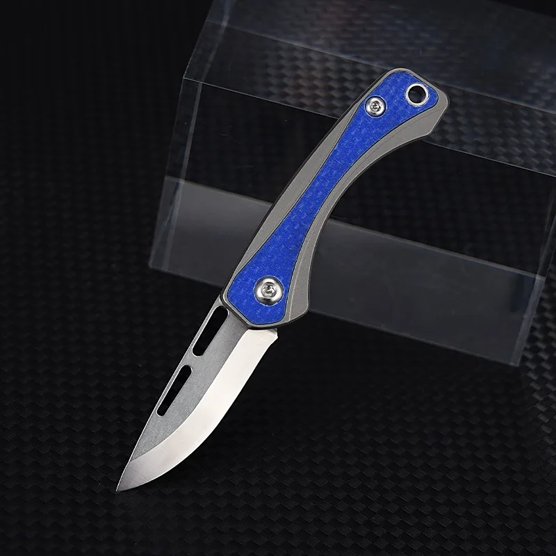New Mini Folding Knife with Titanium Alloy+ G10 Handle and D2 Edge, Convenient and Practical Fruit Knife EDC Tools