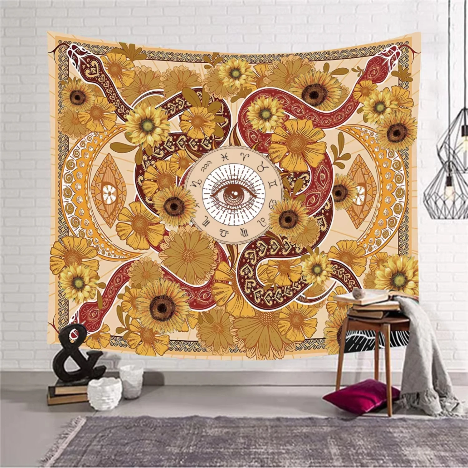 Twelve zodiac constellation mandala snake hanging cloth for home room decoration background fabric room decor aesthetic