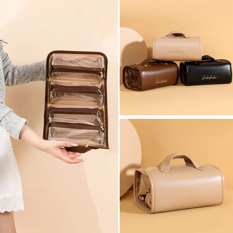 

Мужская и женская косметичка, винтажная косметичка для путешествий, деловая косметичка, многофункциональный органайзер из искусственной кожи, сумка для стирки