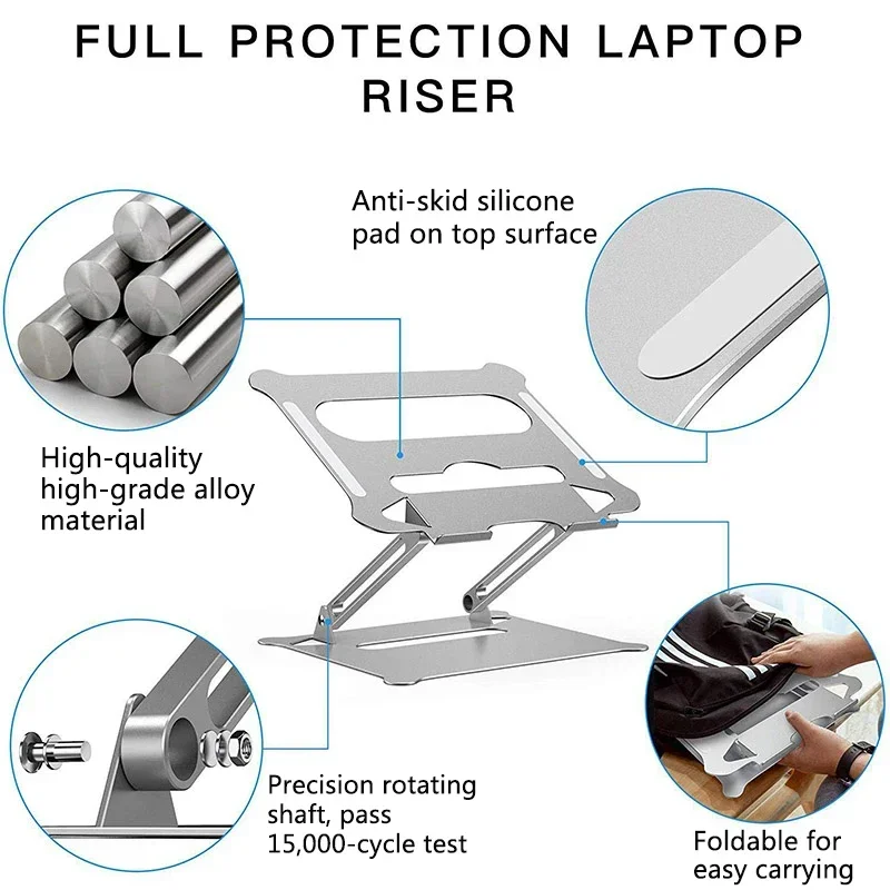 Soporte ajustable de aleación de aluminio para ordenador portátil, plegable, antideslizante, para Notebook, MacBook