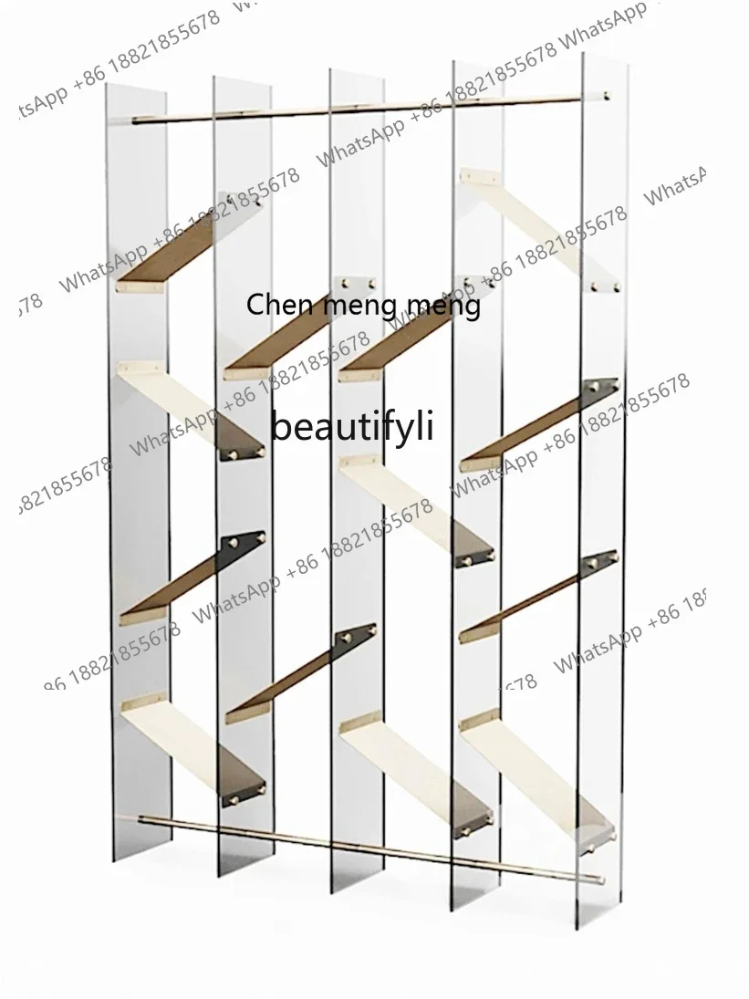 G153  Imported Acrylic Floor Shelf Detachable Vertical Bookshelf Commercial Club Transparent Screen Antique Shelf furniture