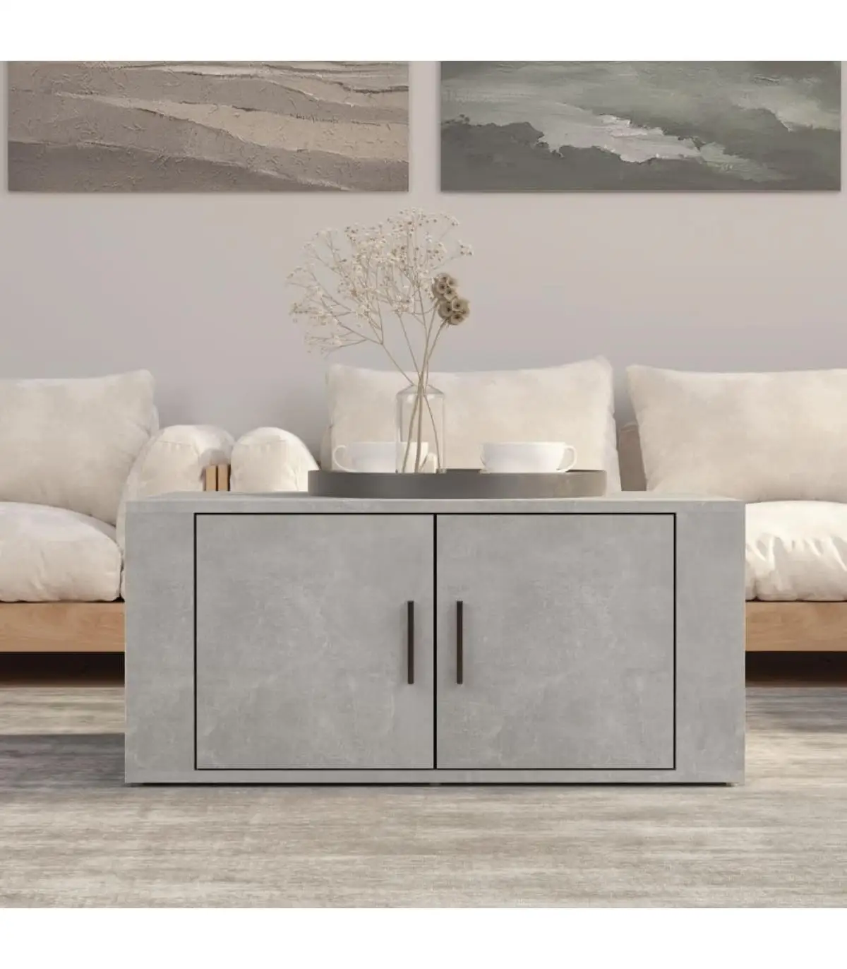 Coffee table coffee table plywood gray concrete 80x50x36 cm