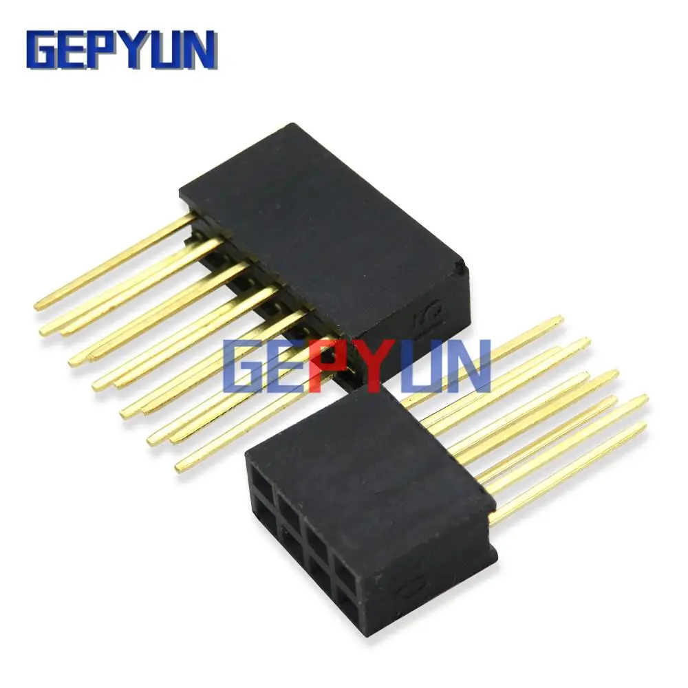 10PCS 2.54mm Double Row Female Long Pin 11mm Breakaway PCB Board Pin Header Socket Connector 2x3 2x4 2x6 2x8 2x10 2x18 2x20 Pins